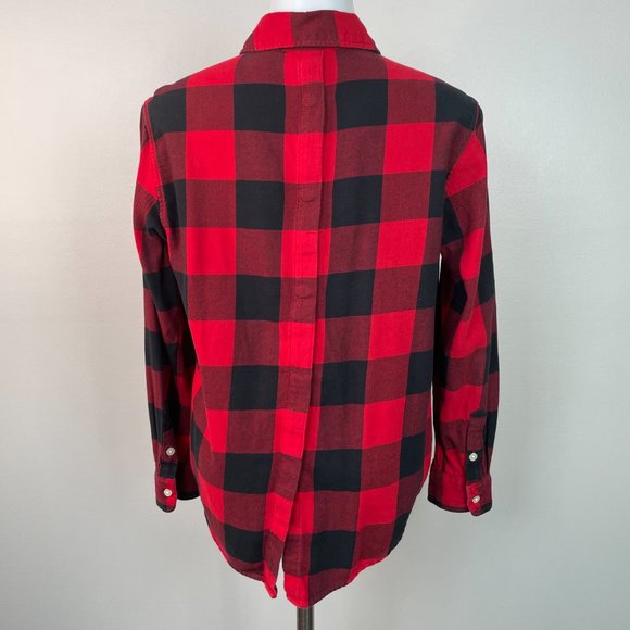 Levi's Top XS Red Black Buffalo Check Plaid Flannel Boyfriend Fit Shirt Women's - Picture 5 of 13